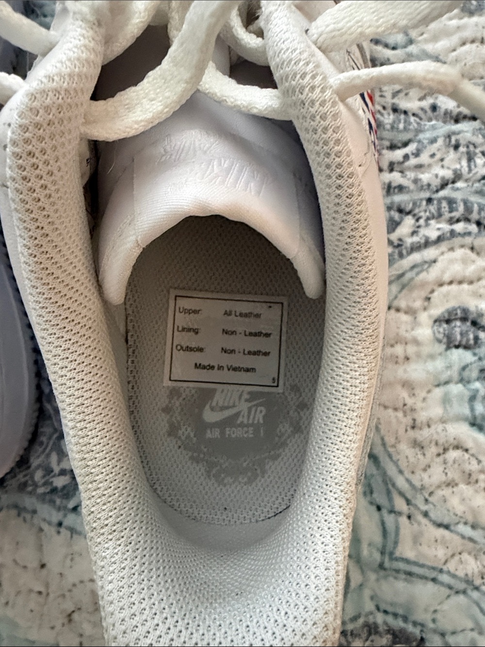 Custom Triple White Women’s Nike Air Force 1 With Team USA Stamp on Nike Check - Picture 8 of 9